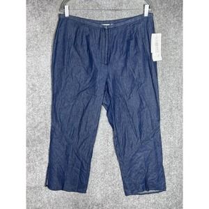Vintage Norton Studio‎ Chambray Pants Womens Size 12 Blue Ankle Slit Crop New